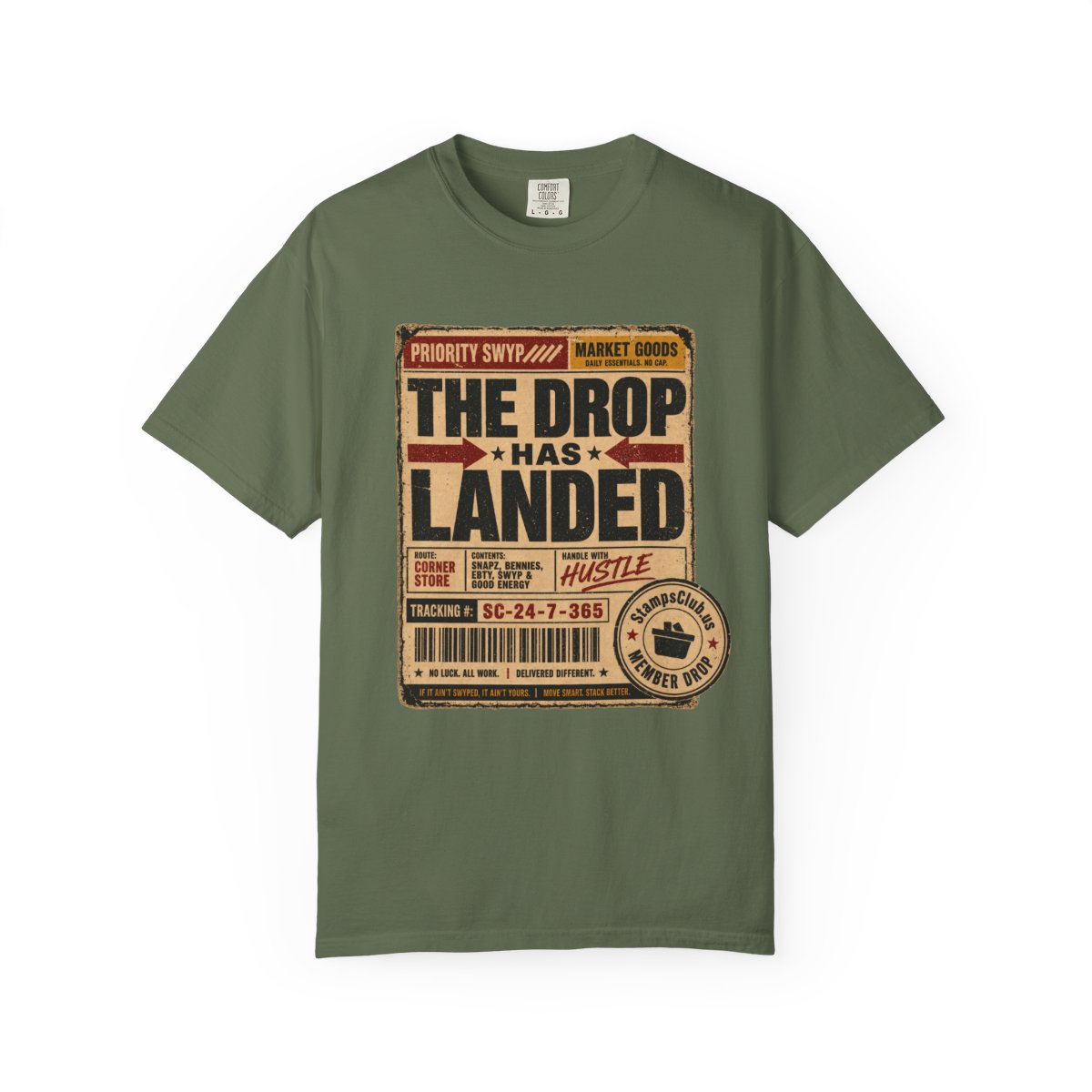 Drop Has Landed Vintage Tee Sage front mockup
